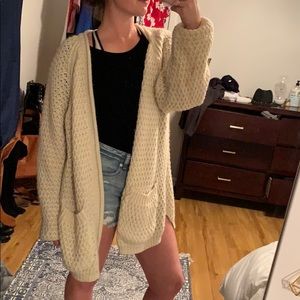 Oversized loose knit oatmeal cardigan